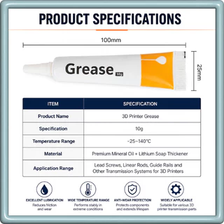 Grease Gel 10g จาระบีหล่อลื่นจาระบีหล่อลื่นเครื่องพิมพ์ 3D ลดเสียง ลดแรงเสียดทาน ป้องกันสนิม ใช้ได้ทุกยี่ห้อ