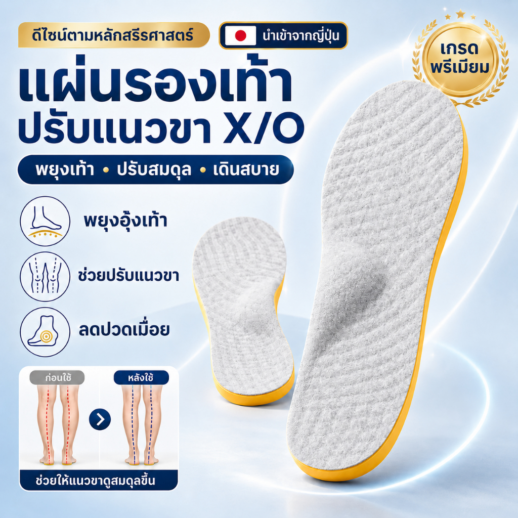 แผ่นรองเท้าแพทย์ แก้เดินโตะ-เดินแบะ แก้เท้าแพน จัดระเบียบการเดิน