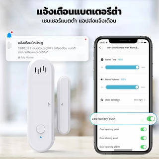 SMATRUL เซ็นเซอร์ประตูหน้าต่างอัจฉริยะ Tuya WiFi ระบบแจ้งเตือนเปิด-ปิด พร้อมเสียงและไฟเตือน ควบคุมผ่านแอป Smart Life
