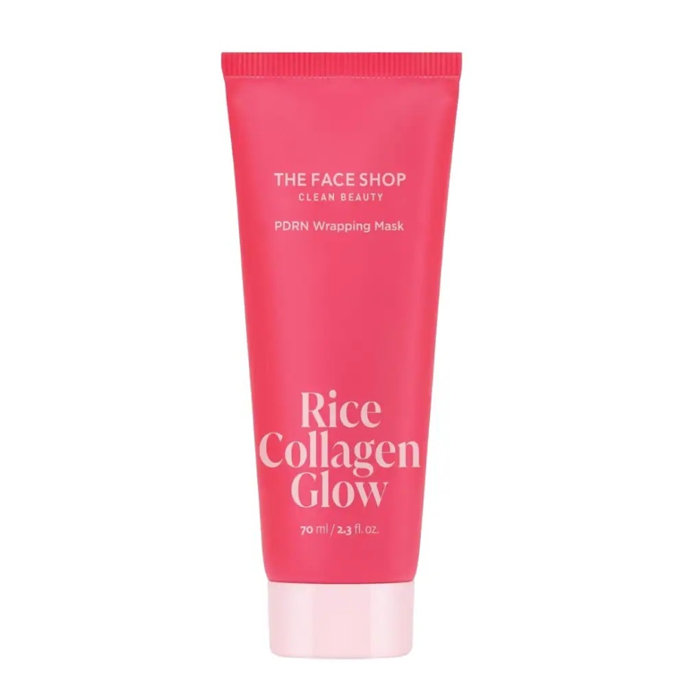 THE FACE SHOP RICE COLLAGEN GLOW PDRN WRAPPING MASK มาส์กชนิดเนื้อฟิล์ม บำรุงผิวให้แลดูยืดหยุ่น ฉ่ำโกลว์