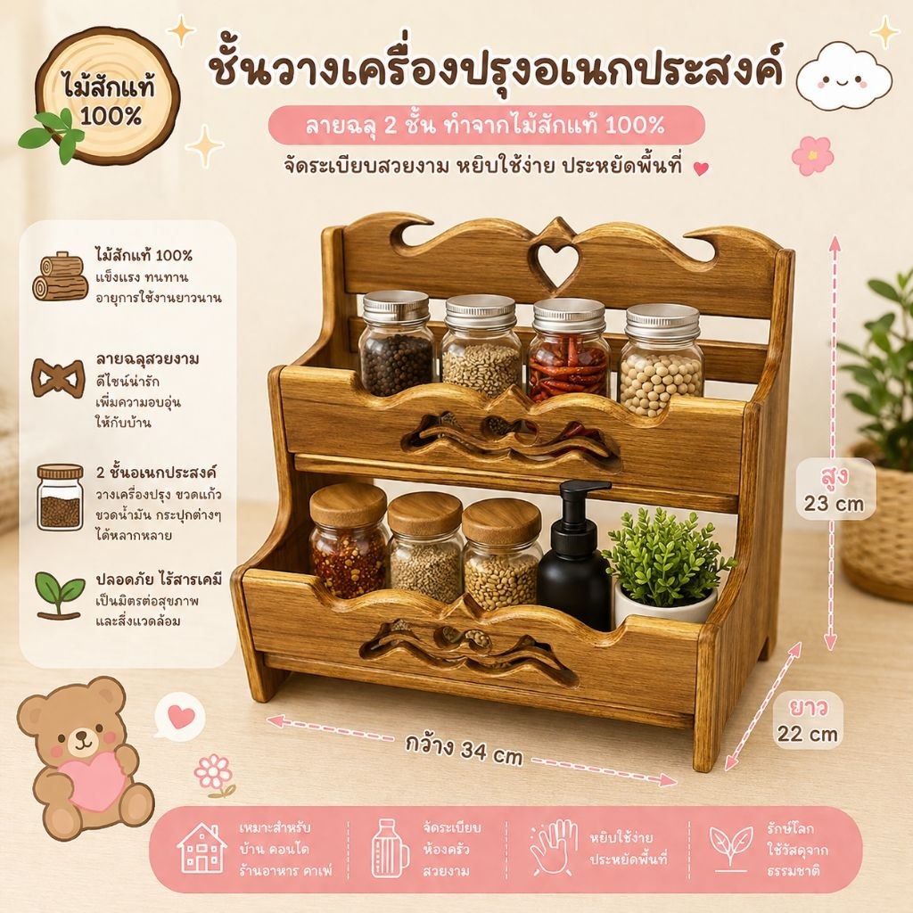 New!!!  2ชั้นวางลายฉลุไม้สัก