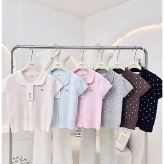 Polkadot cardigan เสื้อคาร์ดิแกนไหมพรม แขนยาว ลายจุด แต่งอะไหล่เงิน เนื้อผ้าถัก KN.Clothes