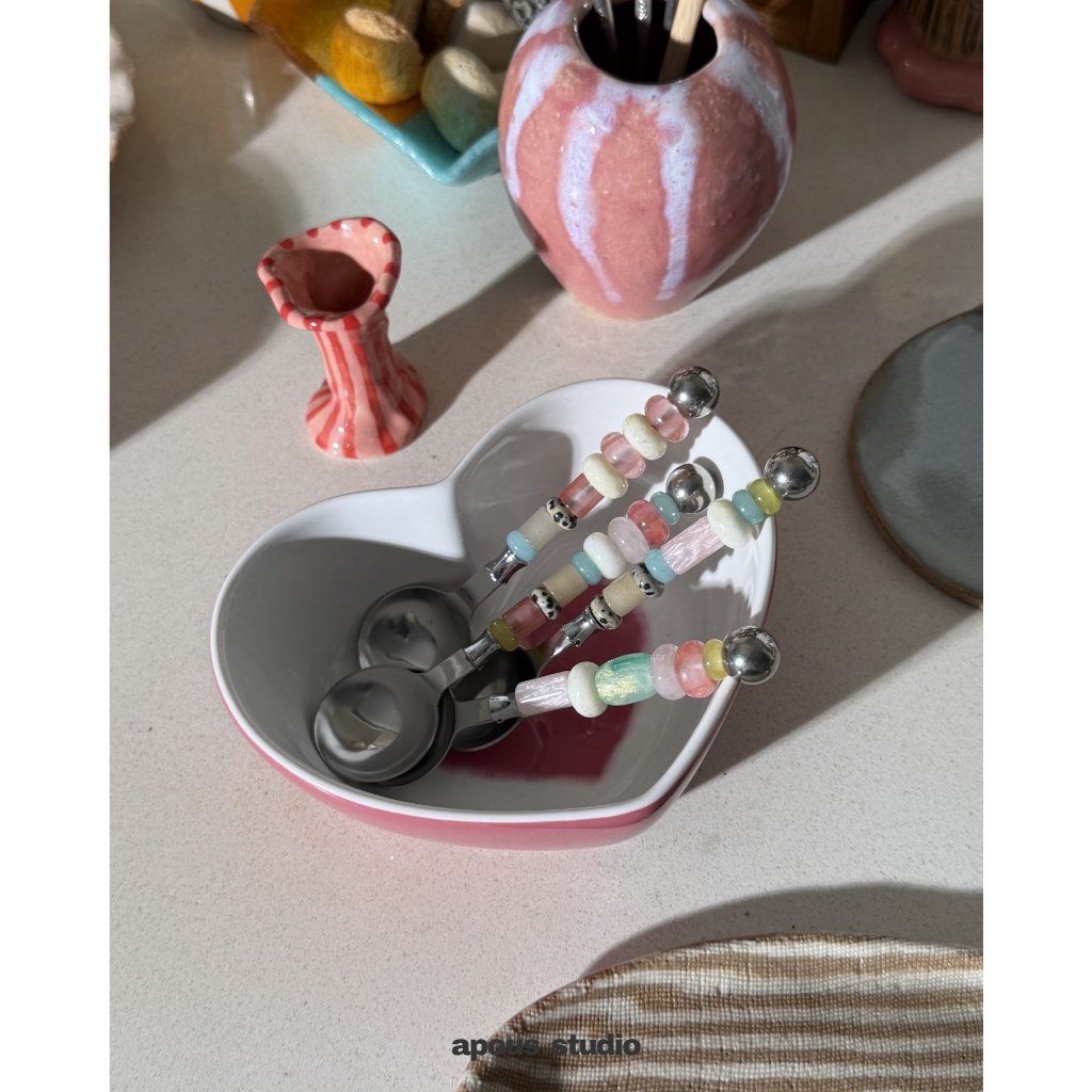 apous.studio | พร้อมส่ง - Gems Spoon ช้อนสแตนเลส แต่งหินธรรมชาติและลูกปัด