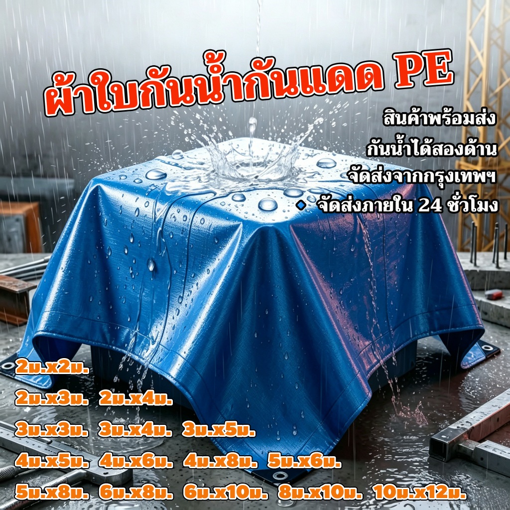 ผ้าใบกันน้ำ, กันสาด100% (เจาะรู) เคลือบกันน้ำสอง ด้านพลาสติก ฟาง ผ้าคลุมรถ เต็นท์