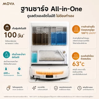 MOVA S70 Pro Roller หุ่นยนต์ดูดฝุ่น ถูพื้นอัตโนมัติ ดูดแรง 30000Pa ซักน้ำร้อน100°C แผนที่อัจฉริยะ ดูดขนสัตว์