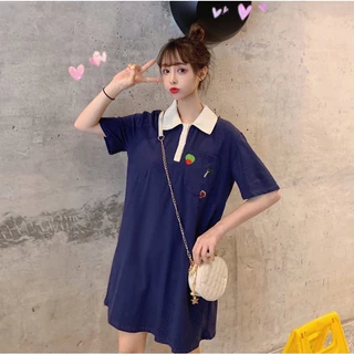 ✿♥ชุดคลุมท้องแฟชั่นเกาหลี (DR-507) ผ้าคอตต้อนคอปก มีกระเป๋าหน้า ผ้าเนื้อนิ่ม