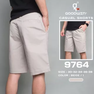 GOODWIN - 9764 CASUAL SHORTS กางเกงขาสั้นเอวขอบร้อยเข็มขัดผู้ชาย ผ้ายืด สีพื้น