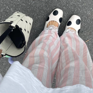 (S-3XL) Garden Bacon pants C4793 กางเกงขายาวปลายลูกไม้ 🌷