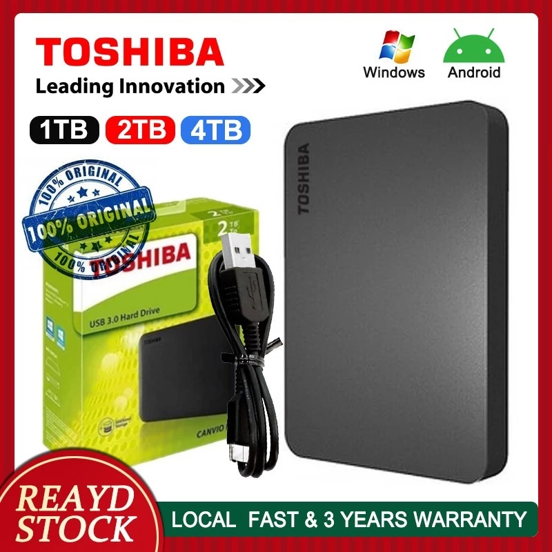 Toshiba External Harddisk 4TB/2TB/1TB ฮาร์ดดิสก์แบบพกพา HDD 2.5" USB3.0 Highspeed ที่เก็บข้อมูลแบบพกพา External Harddisk