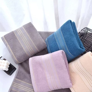 ขนาด70x140cm ผ้าเช็ดตัว ผ้าขนหนูหนาและนุ่ม อัพเกรด ผ้าไหมสีทอง เนื้อผ้าหนาอย่างดี ผ้าcotton100%
