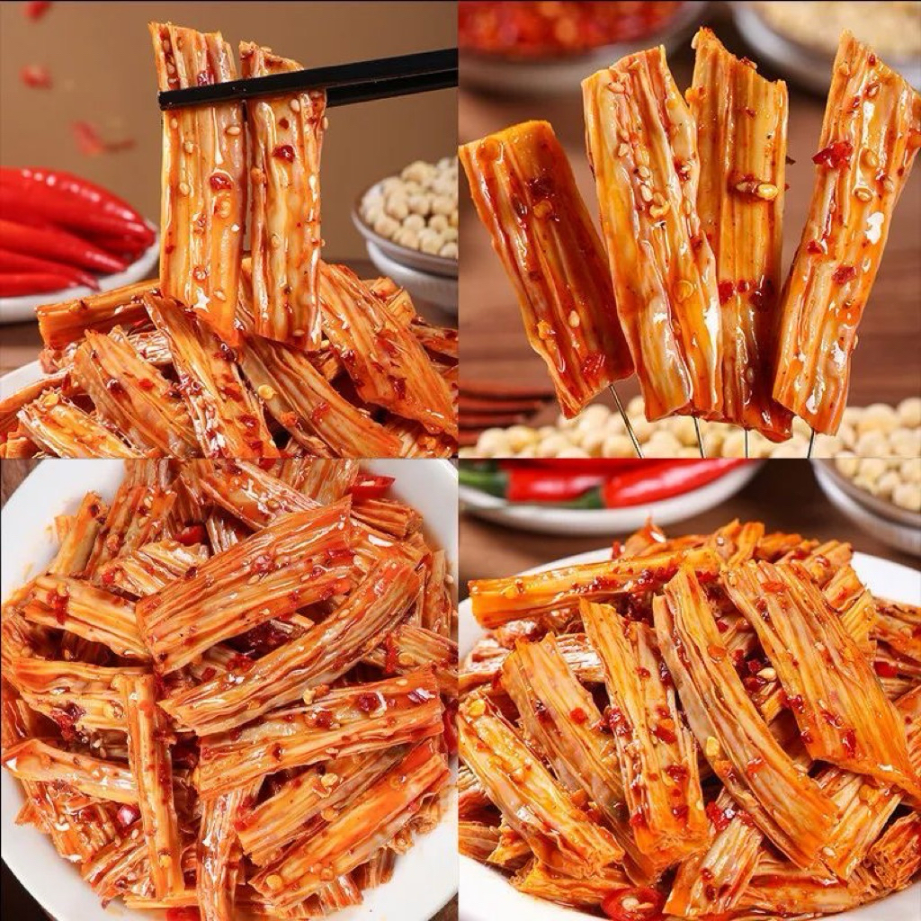 เต้าหู้รสเผ็ดหอม 100g พร้อมทาน คลุกสุด รสชาติหมัก拌腐竹นัว ขนมทานเล่น แก้หิว กับแกล้มเครื่องดื่ม