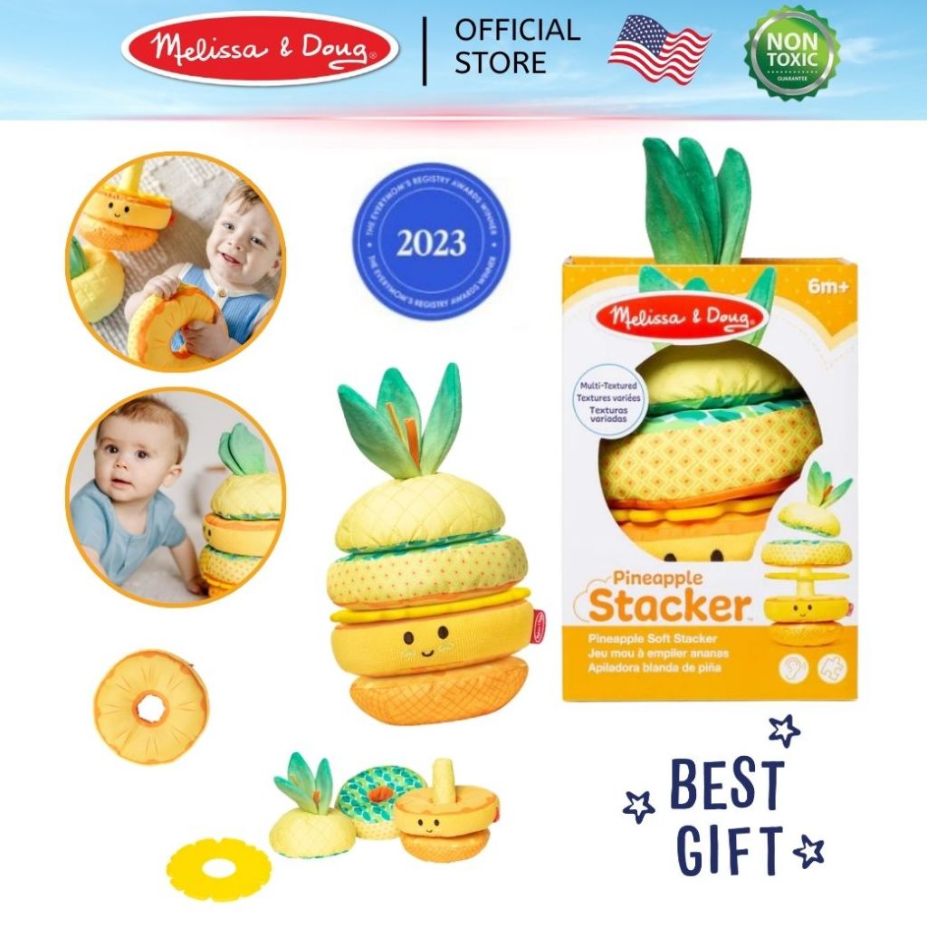(ของแท้ USA) ของเล่นสับปะรดต่อเรียงซ้อน เสริมประสาทสัมผัส ฝึกกล้ามเนื้อมัดเล็ก Pineapple Stacker Melissa & Doug  30743