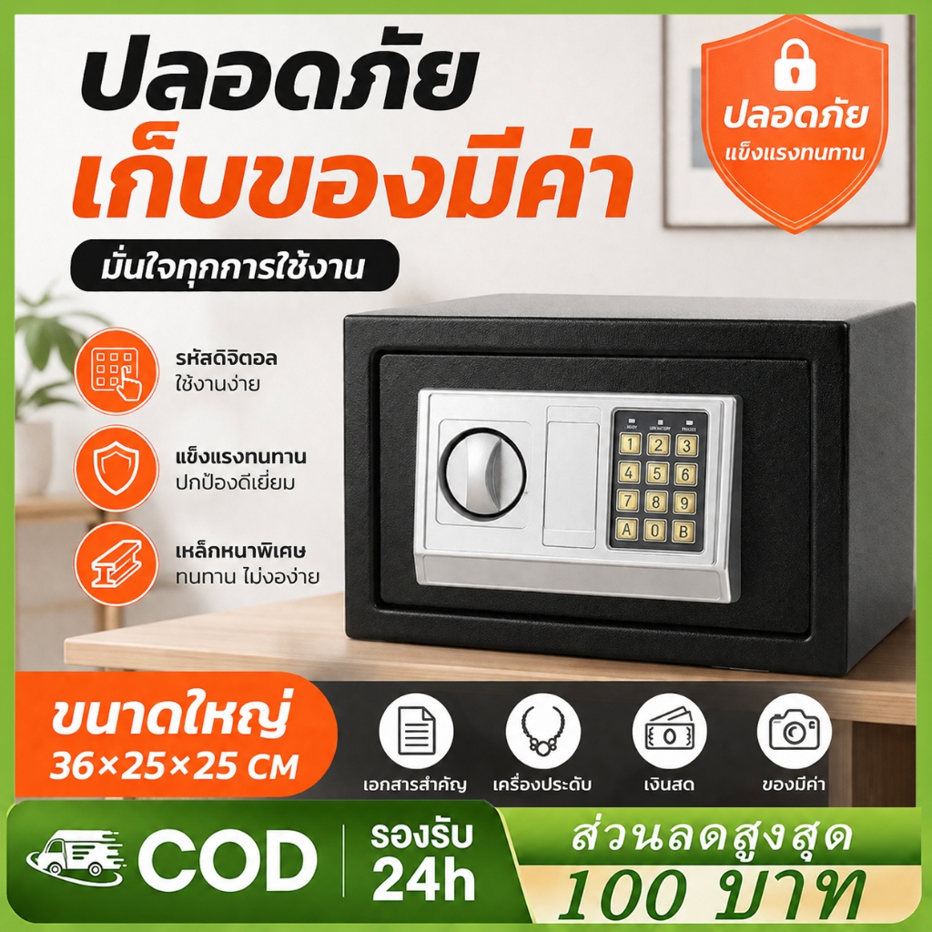 ตู้เซฟใส่รหัส ตู้เซฟขนาดเล็ก สำหรับใช้ในบ้าน กันขโมย โครงเหล็กทั้งใบ ซ่อนเก็บได้