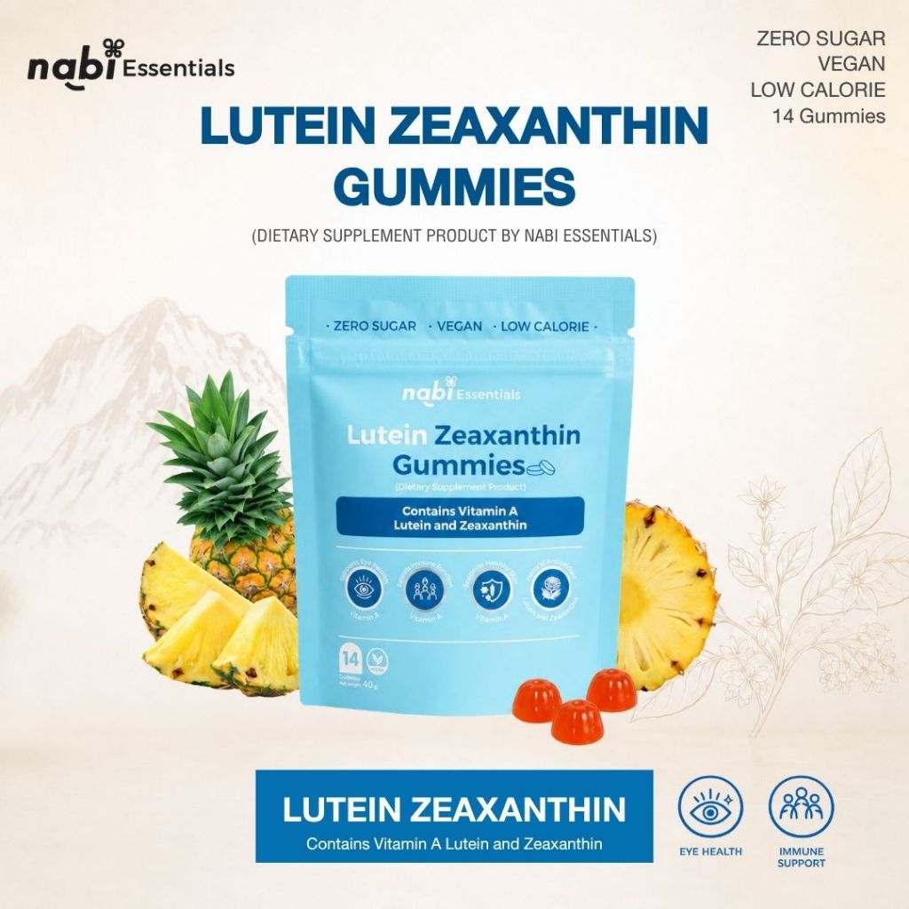 [OFFICIAL](1 แถม 1) Nabi Essentials Lutein Zeaxanthin Gummies ลูทีน ซีแซนทิน ไม่มีน้ำตาล กลิ่นสับปะรด