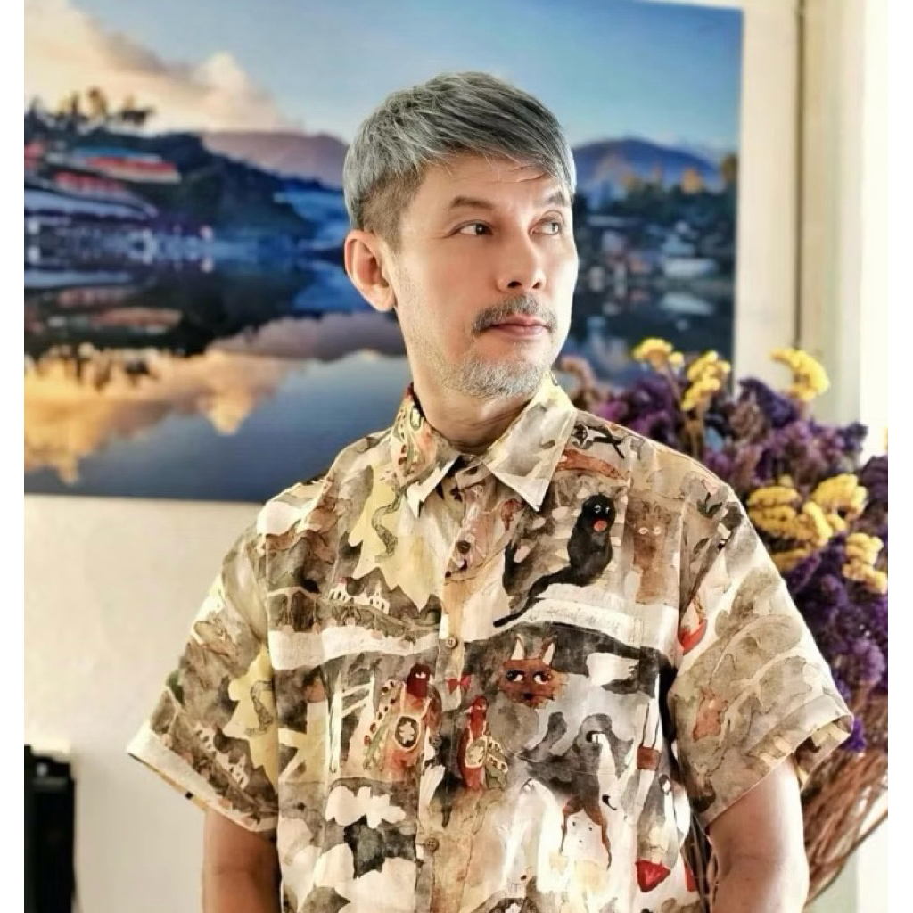 เสื้อแขนสั้นผ้าลินิน - พิมพ์ลายนิทาน