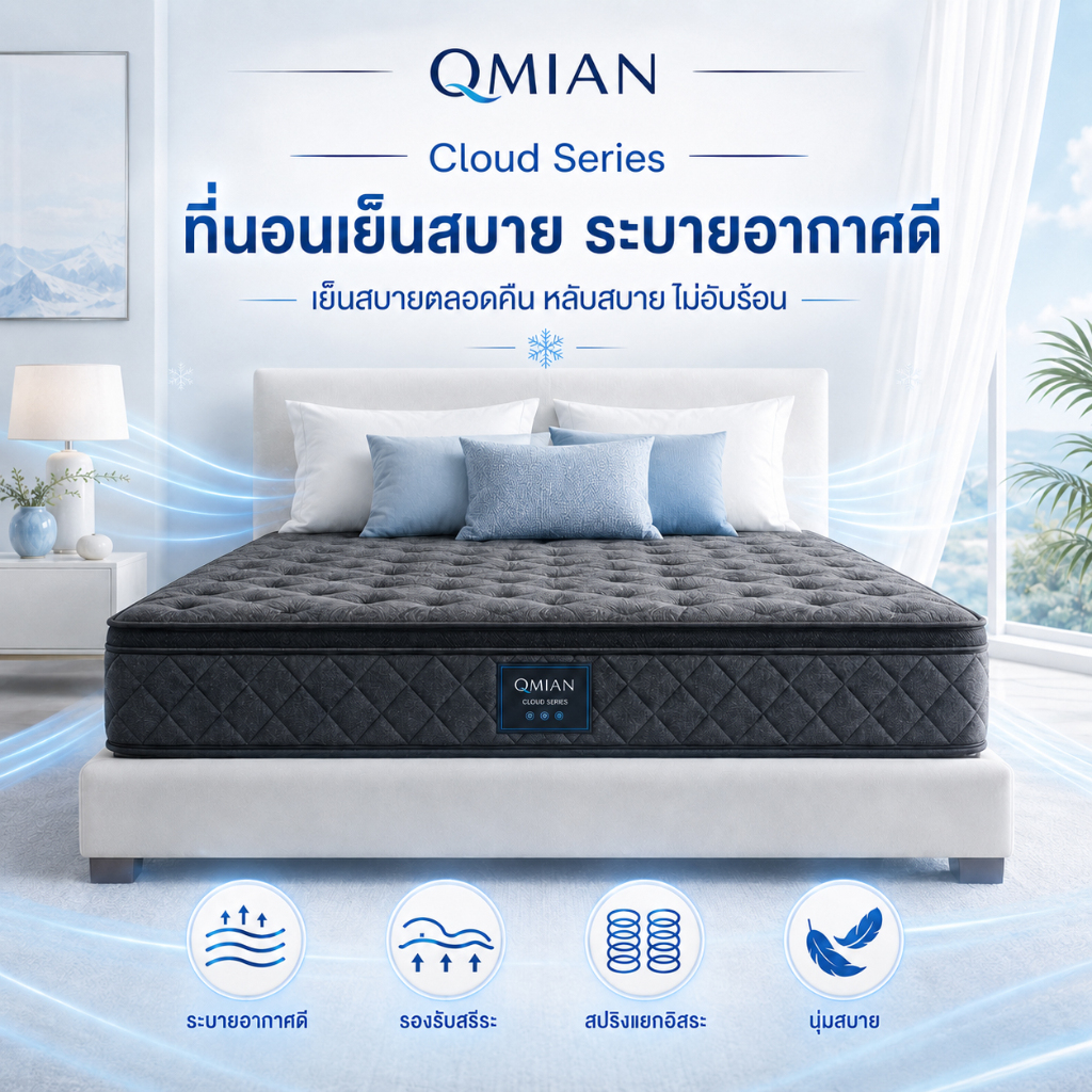 ที่นอนสปริง 5ฟุต/6ฟุต ที่นอน สปริงพ็อกเก็ตอิสระ เงียบและระบายอากาศได้ดี Cloud Series