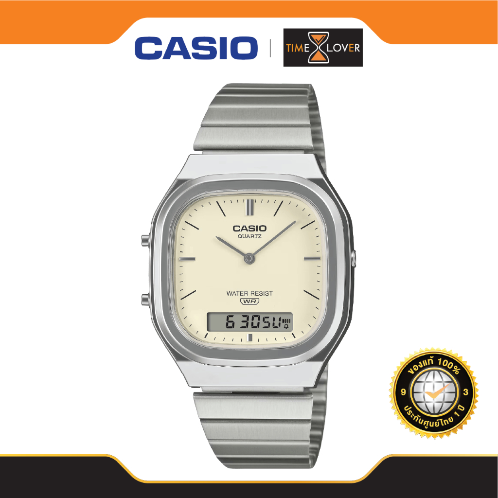 CASIO รุ่น AQ-240E-7A2 แท้ 100% ประกันศูนย์ไทย หน้าปัดสองระบบแบบ อนาดิจิ สไตล์เรโทรโมเดิร์น