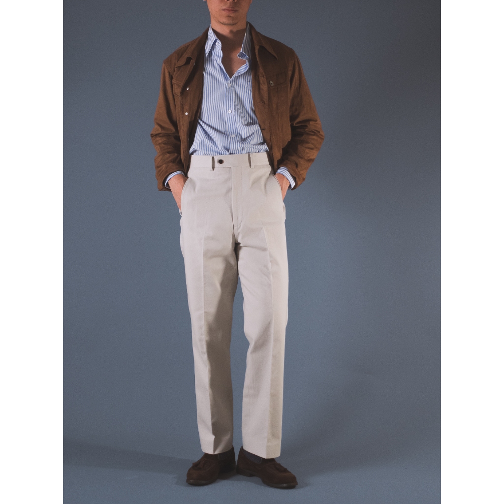 [T13CHINOS] กางเกงชิโนขายาวเอวสูง Classic High Waist Chinos สี "BEIGE"