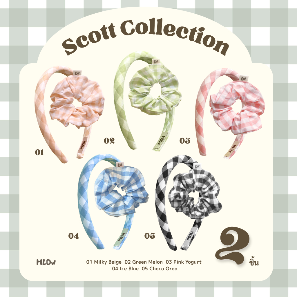 Set Hair Band & Scrunchie / Scott Collection ♡ ♡ — ที่คาดผมลายสก็อต