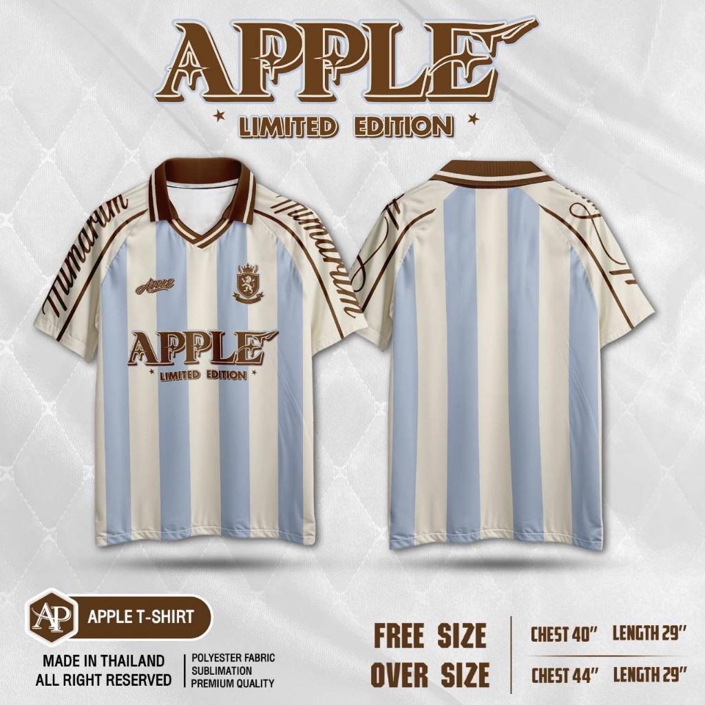 เสื้อแฟชั่นวินเทจ คอปก 𝓐𝓟𝓟𝓛𝓔 New Arriua ใส่ได้ทั้งชาย-หญิง