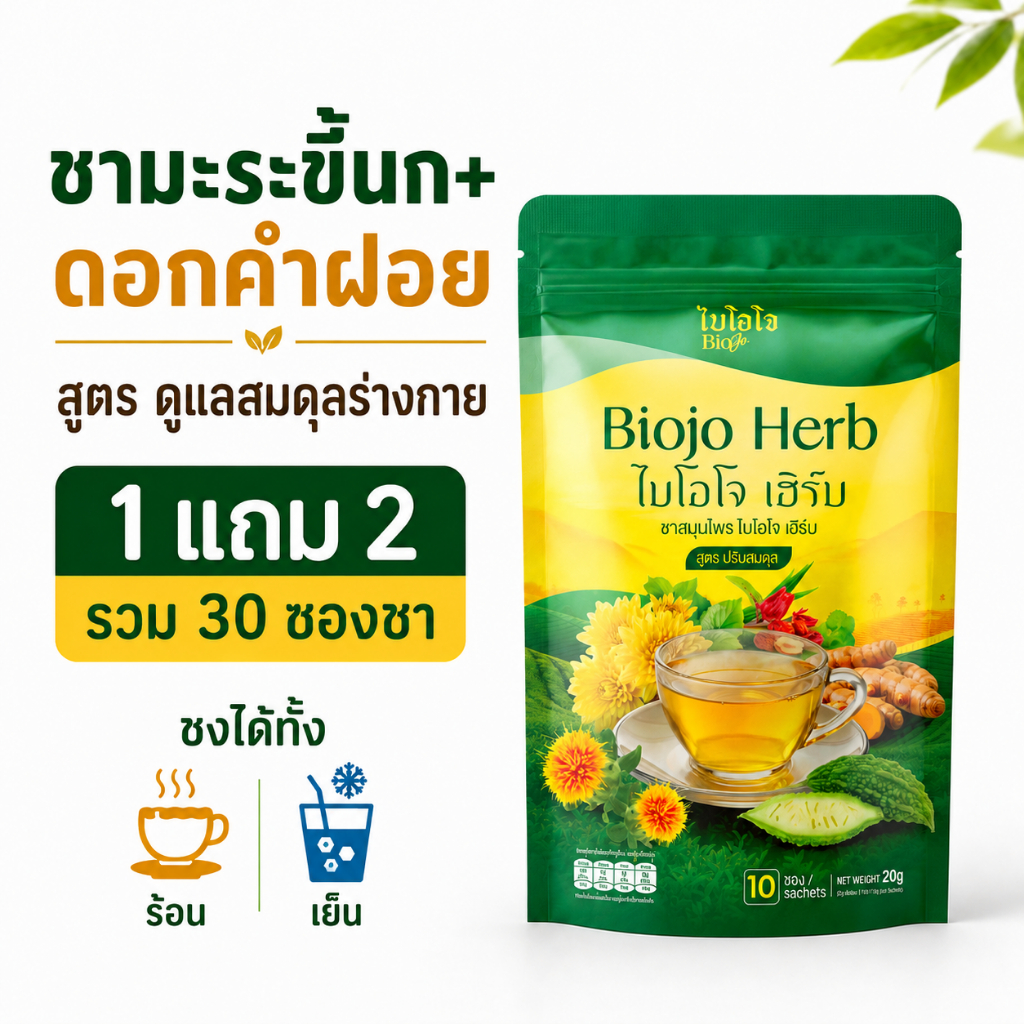 BIOJO ชาสมุนไพร ไบโอโจ สูตรปรับสมดุลในร่างกาย สำหรับเบาหวาน ไขมัน ความดัน