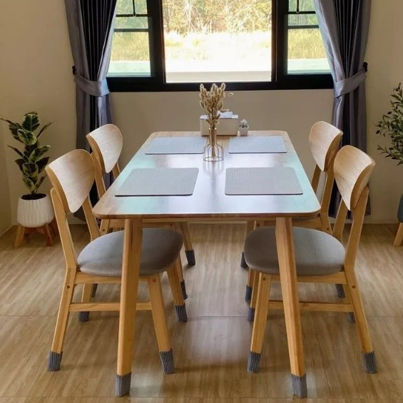 Cozy Home Furniture โต๊ะกินข้าว 4 คน ชุดโต๊ะเก้าอี้ ไม้ยางพาราแท้ รุ่น 120/130/140/150/180 cm