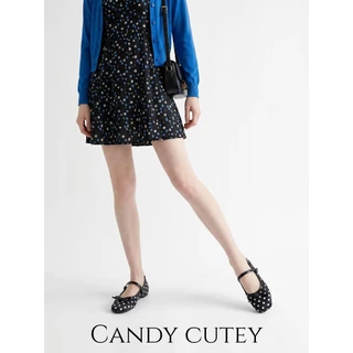 Candy Cutey รองเท้าแมรี่เจน ลายโพกาดอท ดีไซส์จุดสุดคลาสสิก โดดเด่นด้วยลายจุดขาวเล็กๆ เพิ่มความน่ารักด้วยโบว์เล็กมิ