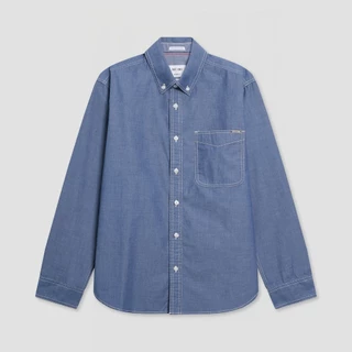 DAVIE JONES [BE FEARLESS] เสื้อเชิ้ตแขนยาวผู้ชาย Slim fit Long Sleeve Shirt สีฟ้า SH0121
