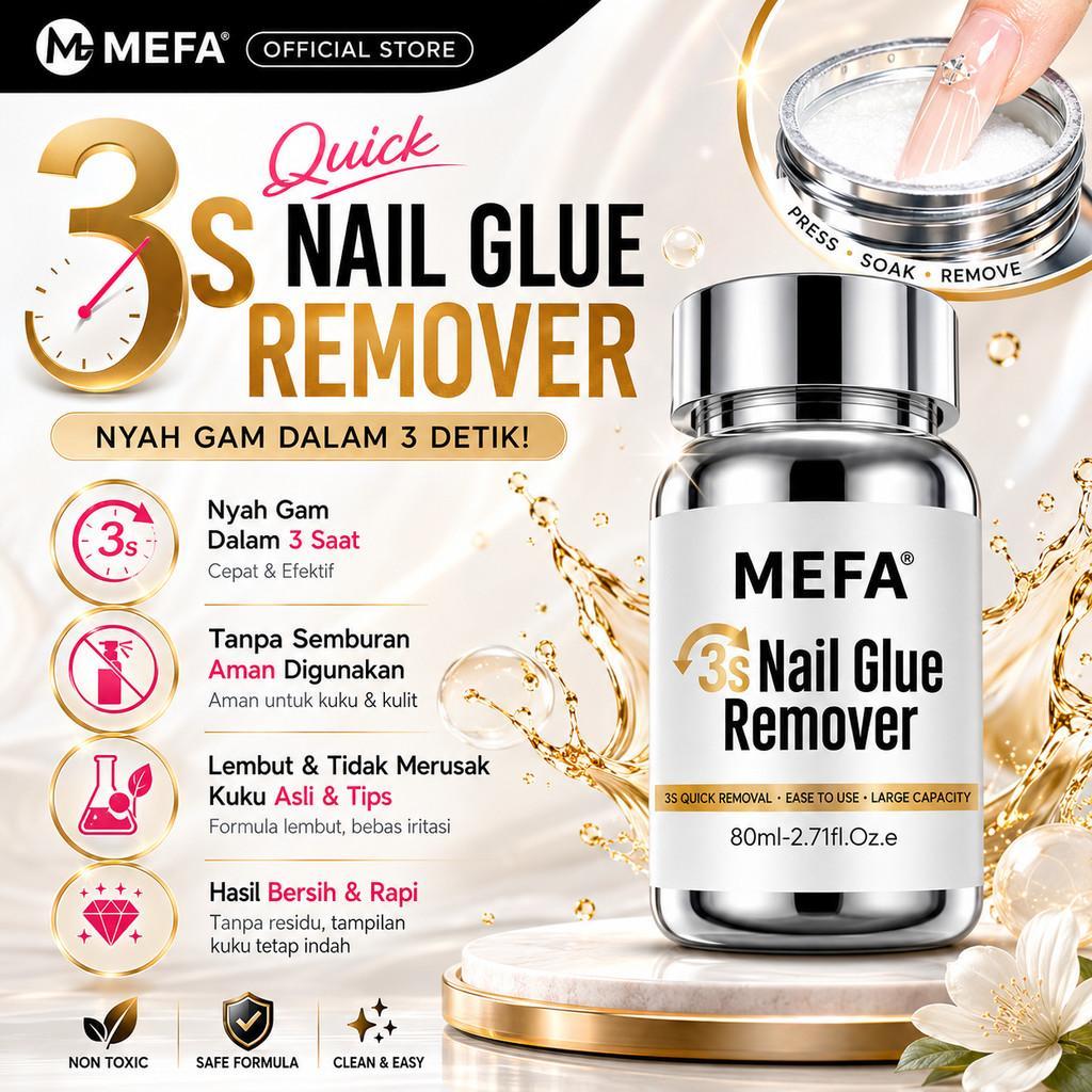 MEFA น้ำยาละลายกาวติดเล็บ 80ml (สูตรน้ำมันโจโจ้บา) ล้างกาวง่ายใน 3 วิ ถนอมหน้าเล็บ ใช้ได้ทั้งที่บ้านและร้าน