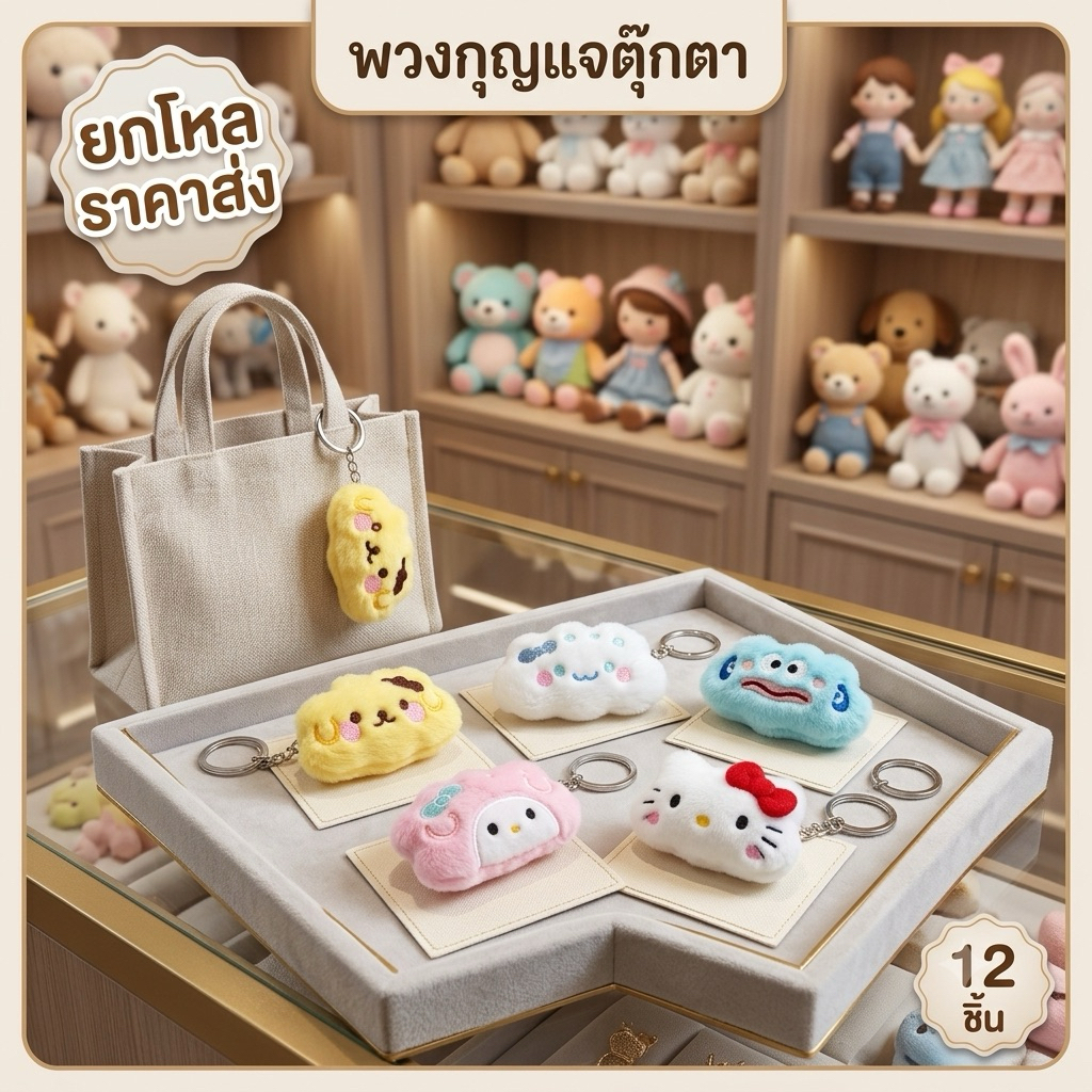 🌷ยกโหล🌷พวงกุญแจตุ๊กตา ราคาพิเศษ คละลาย