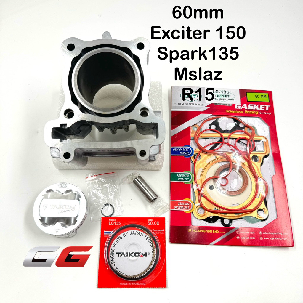 เสื้อสูบลูกสูบพร้อมปะเก็นบน 60mm Exciter150 spark135 mslaz R15 ตัวเก่า