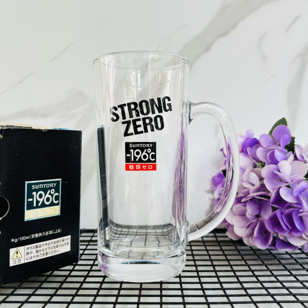 แก้วเบียร์มีหูจับ Suntory -196°C Strong Zero ขนาด 430ml มือสอง จากญี่ปุ่น