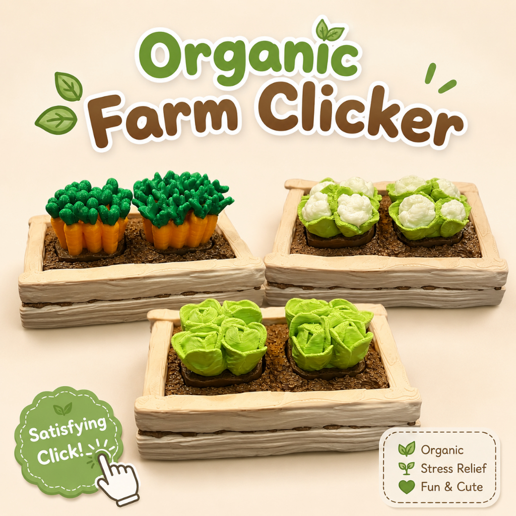 Organic Farm Clicker ของเล่นคลายเครียด 3D Print ฟาร์มผักจิ๋ว Clicker Fidget Toy ของตกแต่งบ้านตุ๊กตา/โต๊ะทำงาน