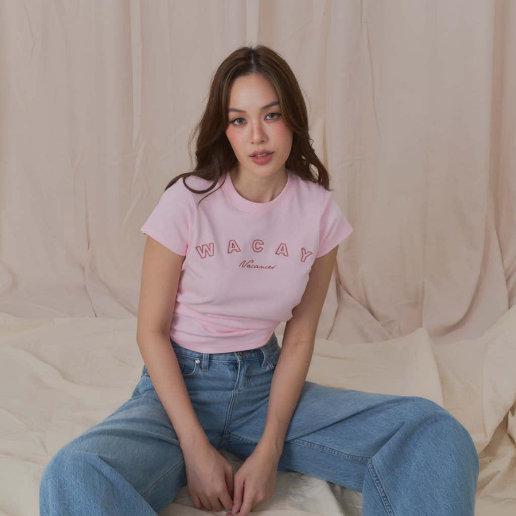 WACAY - Vacances Baby Tee (สี LightPink,Cupcake,MidnightMoon พร้อมส่ง 23 July 26)