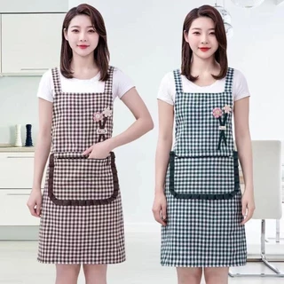 ผ้ากันเปื้อนทำงานพร้อมกระเป๋าซิป ทำจากผ้าฝ้ายแท้ ตกแต่งด้วยลูกไม้ กันน้ำและกันคราบสกปรก เหมาะสำหรับร้านกาแฟ