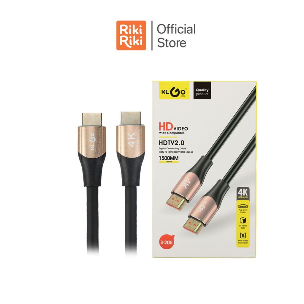 RikiRiki สาย HDMI To HDMI KLGO HDTV 2.0 4K(2 เมตร)  ความละเอียดระดับ Ultra HD  สาย hdmi ต่อทีวี สาย 