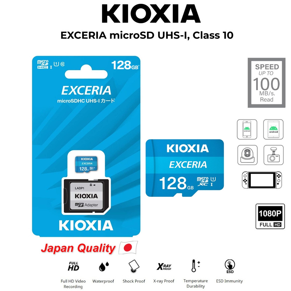 KIOXIA Exceria MicroSD CL10 UHS-I 100MB/s [64GB] [128GB] [256GB] เมมโมรี่การ์ด การ์ดความจำ ของแท้