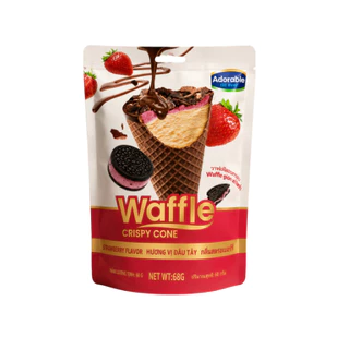 Waffle crispy cone ไอติมกรอบโอริโอ้ โคนวาฟเฟิลกรอบ เวเฟอร์ไอติมกรอบ โอริโอ้ช็อคโกแลต มี 2 รสชาติ ขนาด 68 กรัม