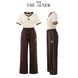 Thealner-AN555 เซตเสื้อคอวีปักดอกคามิเลียกางเกงขายาว