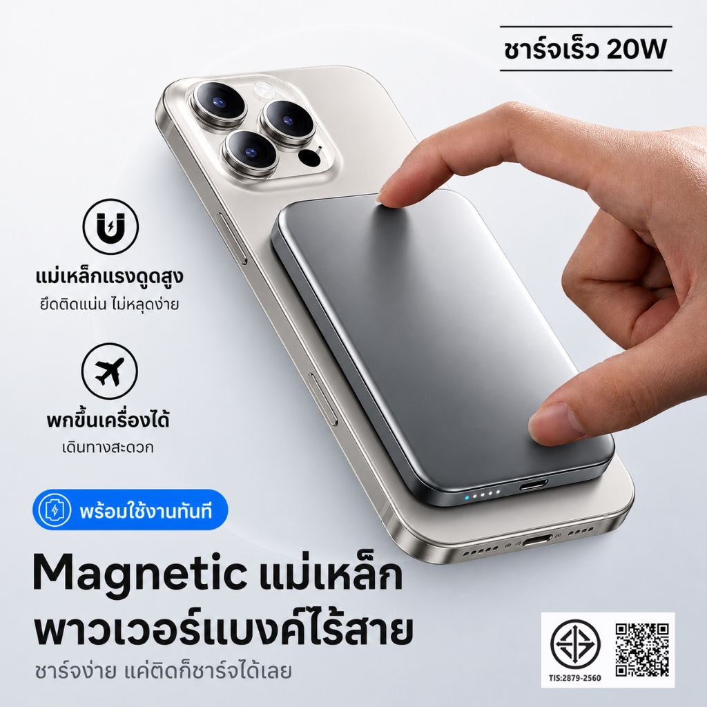 [TIS+CCC] Enovo Powerbank เล็กที่สุด แบตสํารอง Magnetic 10000mAh mini พาวเวอร์แบงไร้สาย พาวเวอร์แบงค์