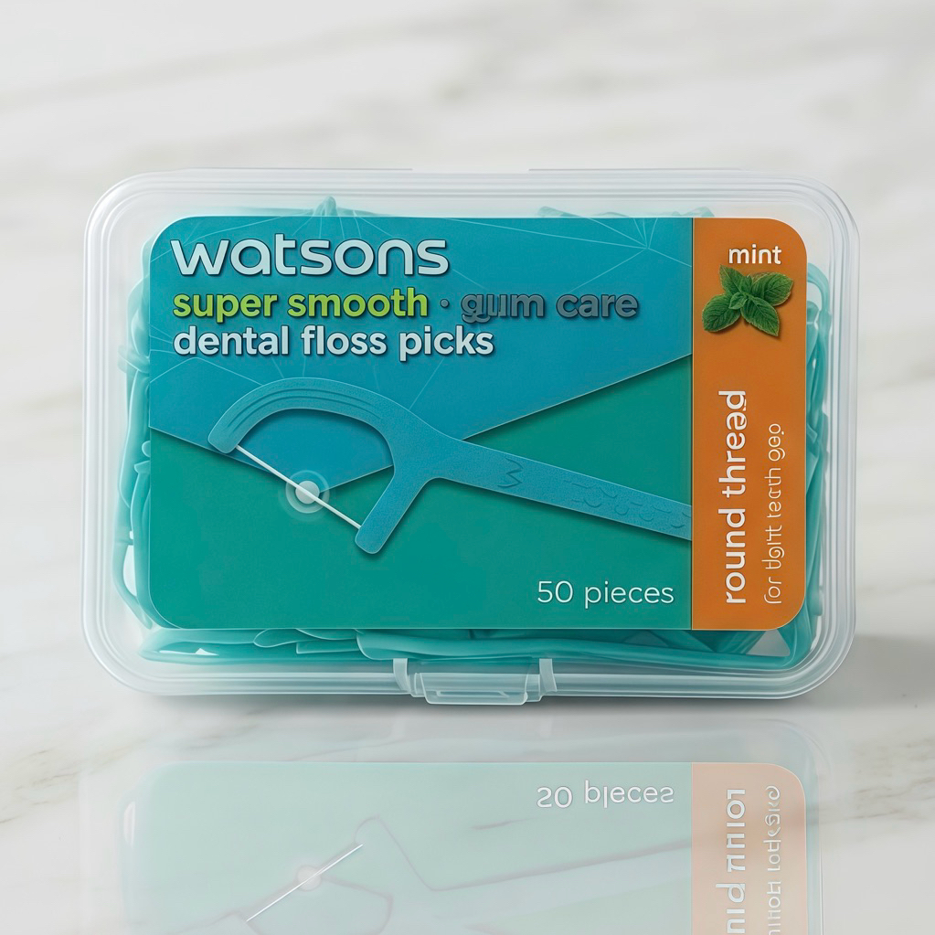 พร้อมส่ง💓| WATSONS วัตสัน ซุปเปอร์ สมูธ ไหมขัดฟัน เส้นกลม กลิ่นมิ้นท์ ชนิดด้าม 50 ด้าม (1กล่อง)