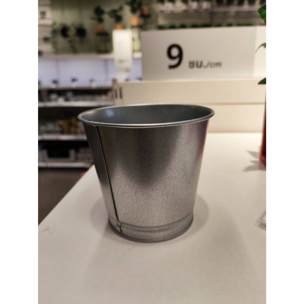 IKEA กระถางต้นไม้ เหล็กกัลวาไนซ์ สีเงิน ขนาด 9 ซม.