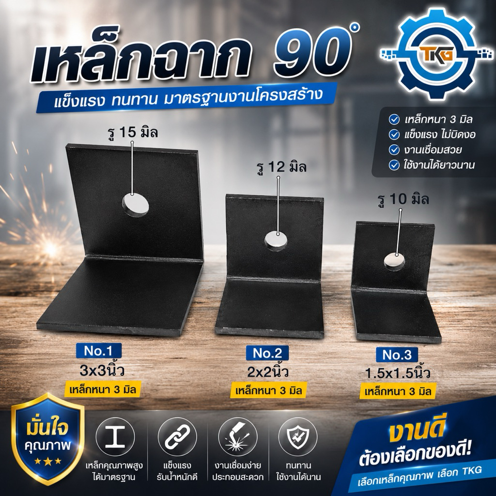 เหล็กฉาก เจาะรู หนา4.5มิล ขนาด3นิ้ว,2นิ้ว,1.5นิ้ว ราคาโรงงาน (ราคาต่อชิ้น)