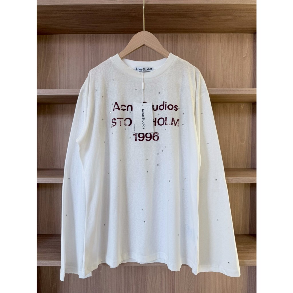 PP226 เสื้อ acne Oversized Diamond Crystals in white dusty