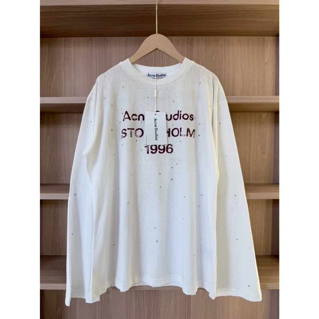 PP226 เสื้อ acne Oversized Diamond Crystals in white dusty