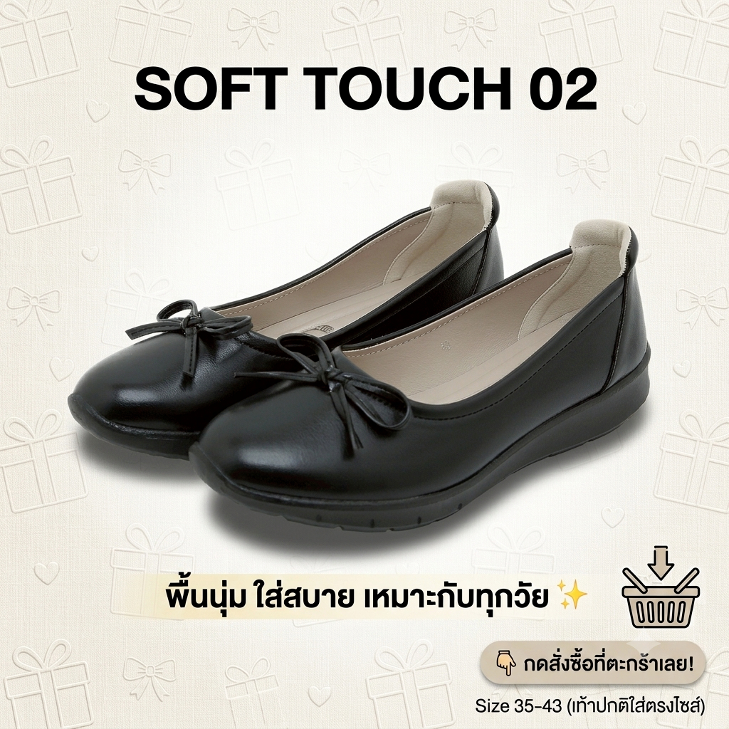 Soft Touch-02 รองเท้า พื้นนิ่มฟูพิเศษ ใส่สบาย  แม่ค้าคอนเฟริม ไม่กัดเท้า ใส่ยืนนานไม่มีปัญหา