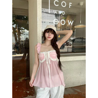 Levenn.bkk • Miko Top เสื้อแขนระบาย ดีเทลผูก ระบายอก ทรงสวย แมทง่าย