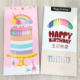 เทียนวันเกิดแบบยาว มี3แบบ 1กล่อง4สี12แท่ง (ขายส่ง)25กล่อง