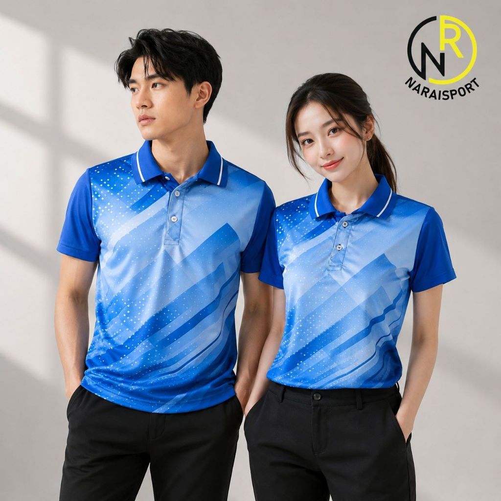 ***ของแท้ส่งไว*** เสื้อสีน้ำเงิน  เสื้อคู่ ผ้าไมโครพิมพ์ลาย เนื้อเรียบ ใส่สบายไม่ต้องรีด NR305 NR306