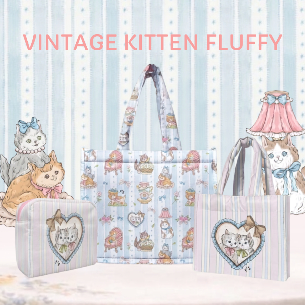 กระเป๋าน่ารัก คอลเลคชั่นใหม่ VINTAGE KITTEN COLLECTION BAG PSMaterial กระเป๋านุ่มนิ่มเเบบแม่ชมและน้า